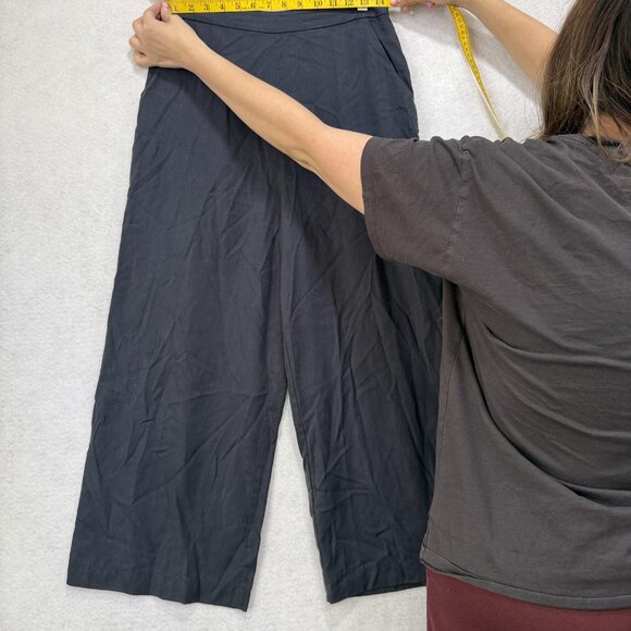 VETTA Pants Womens 6 Black Wide Leg Cropped Culotte Tencel Made in USA Side Zip - Picture 3 of 10